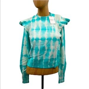 🆕Generation Love Colette Turquoise Tie Dye Sweater Ruffled Shoulder Design